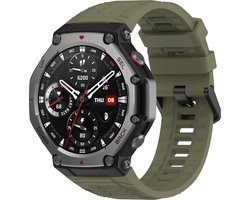 Strap-it Siliconen smartwatch bandje met gespsluiting - geschikt voor de Amazfit T-Rex 3 (olijfgroen)