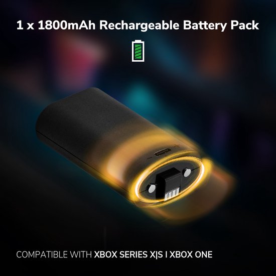 Zwart 1800mAh oplaadbaar batterijpakket voor Xbox Series X|S en Xbox One.
