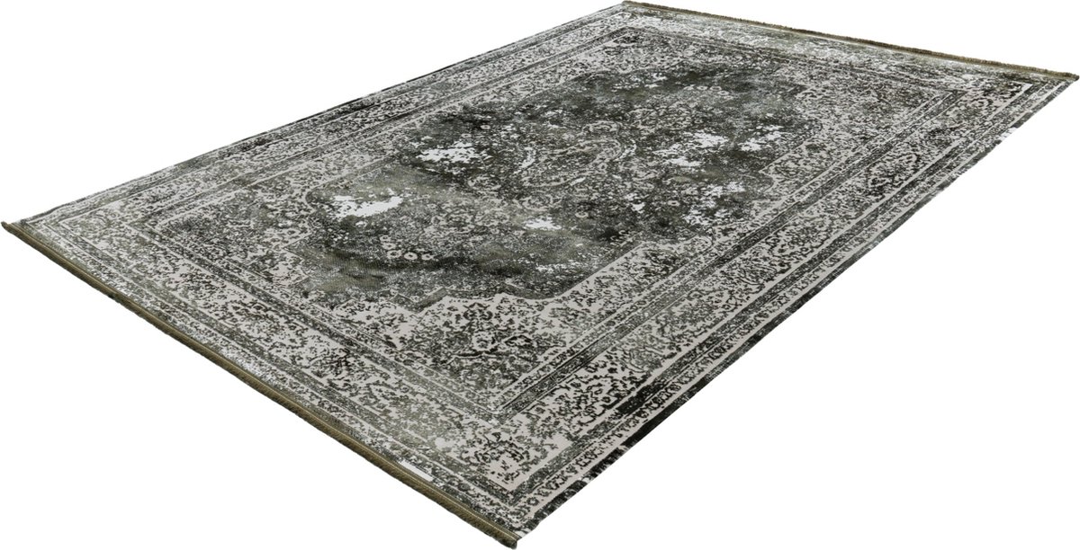 Pierre Cardin Lalee Elysee laagpolig vintage Vloerkleed 80x150 groen creme