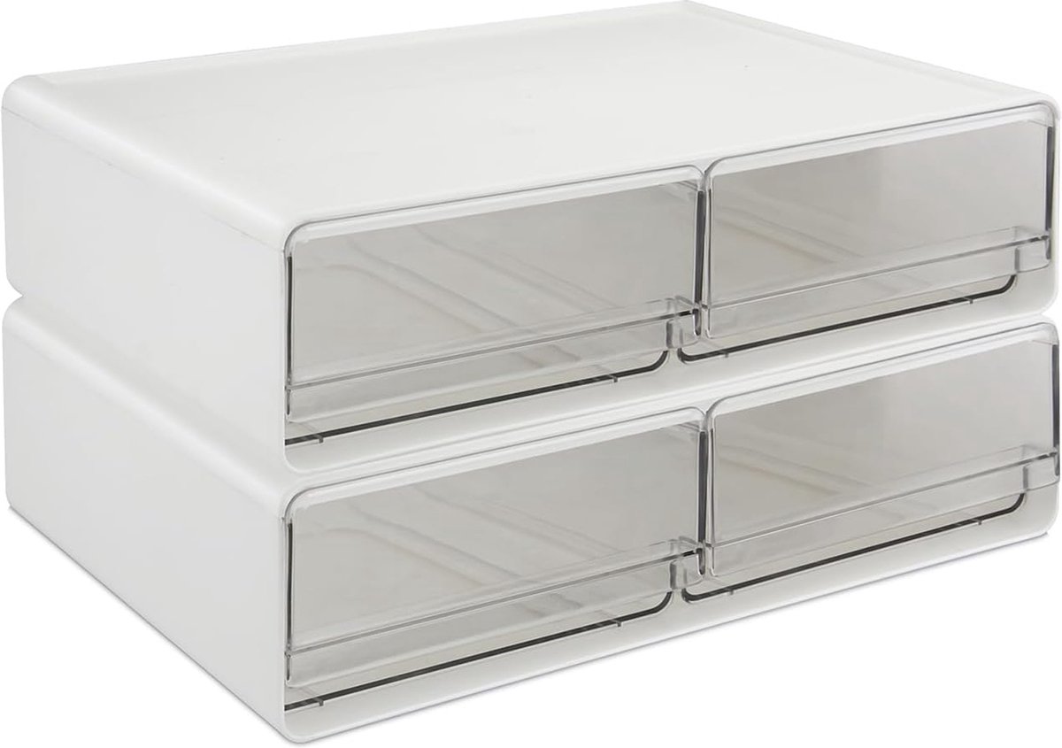 Goedkoopste Transparante Lades Make-Up Organizer - Set van 2 Stapelbare Cosmetica-opslag voor Badkamer, Kantoor en Commode
