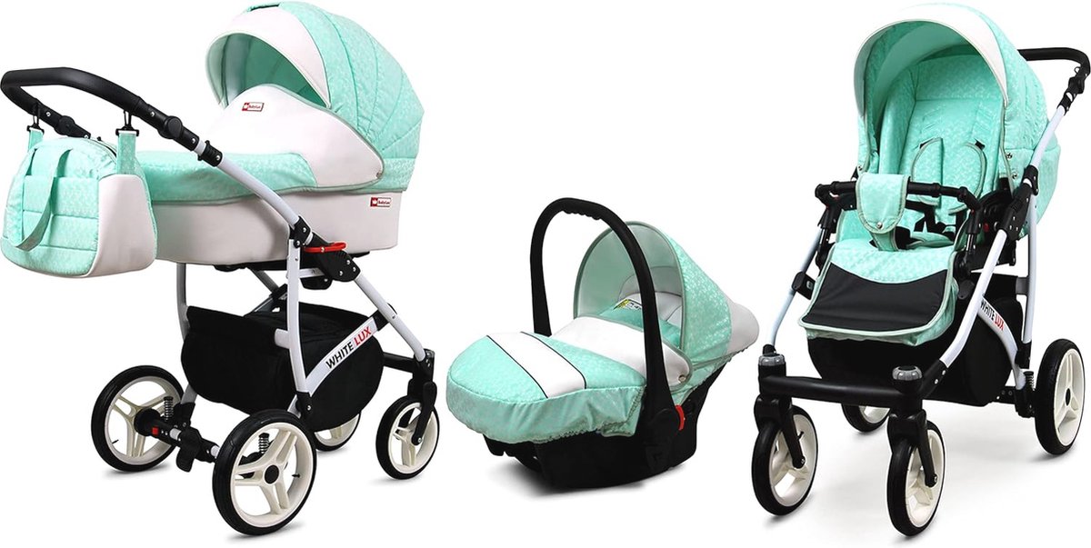 Image of 3 in 1 Baby Reis Systeem Kinderwagen met Autostoel en LED Verlichting voor Pasgeborenen