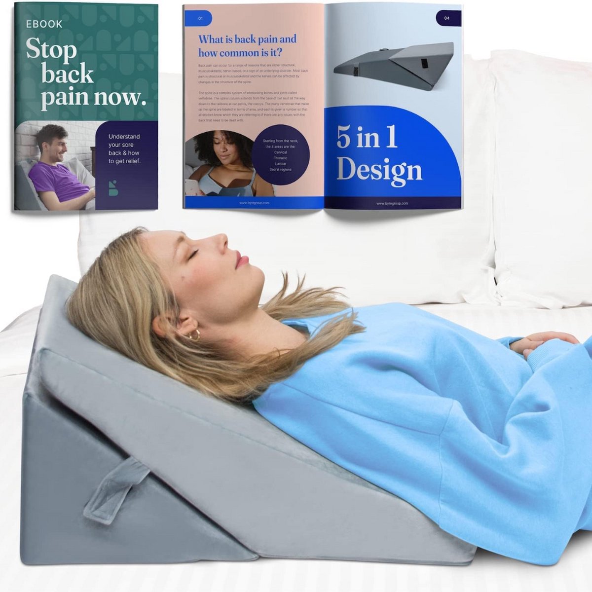 Solacis Leeskussen voor in bed - Zitkussen - Lekker lui lezen - Ontspanningskussen - Bookseat - Must have om lekker te lezen!
