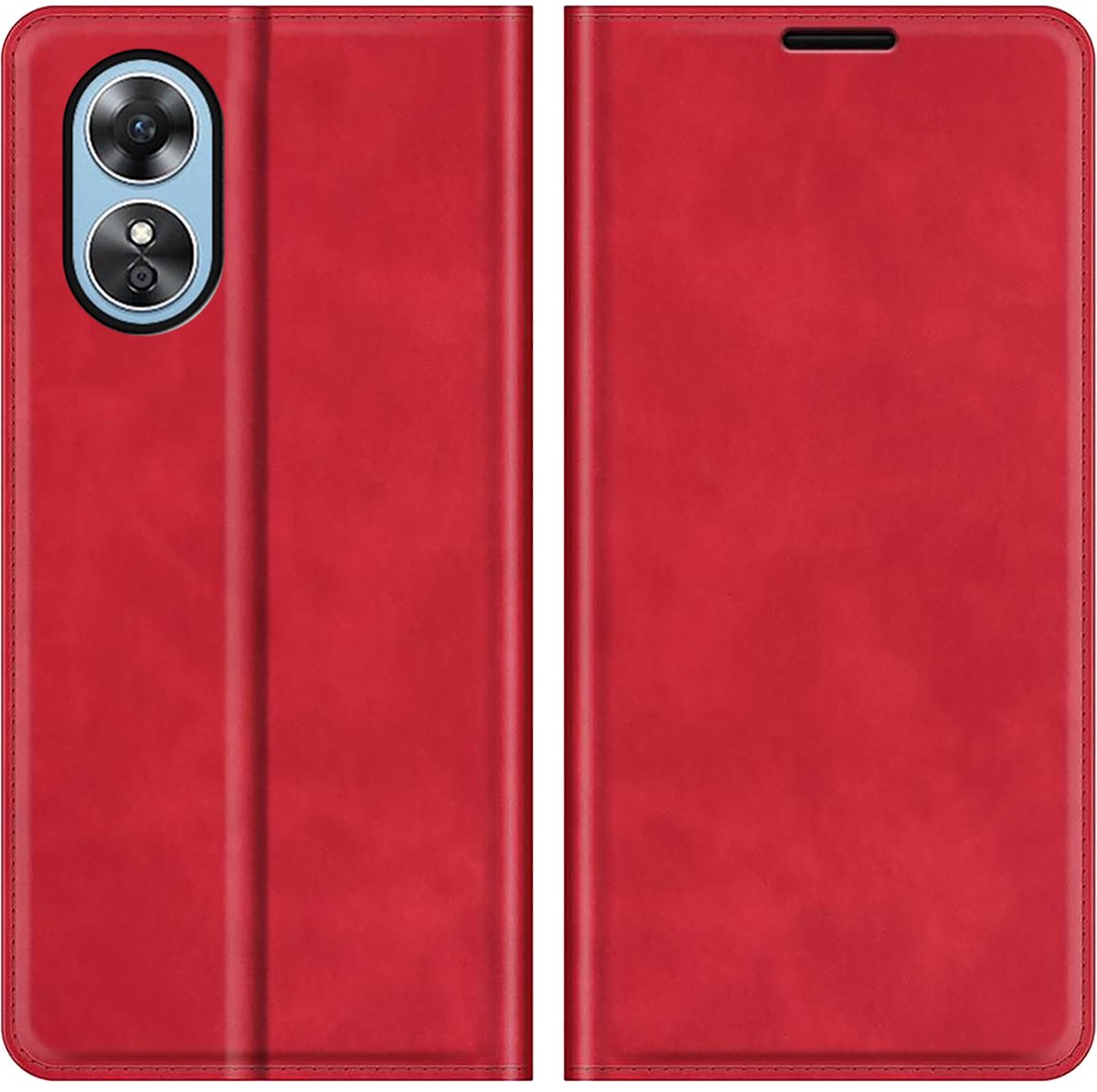 Cazy hoesje geschikt voor Oppo A17 - Hoesje met Pasjeshouder - Luxe Book Case - Rood