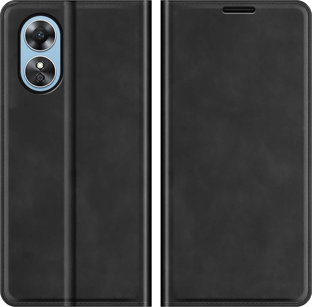 Cazy hoesje geschikt voor Oppo A17 - Hoesje met Pasjeshouder - Luxe Book Case - Zwart