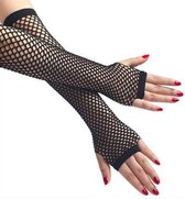 Gants Résille Noir Avec Strass - Accessoire Fête 80s/90s - Cosplay Halloween
