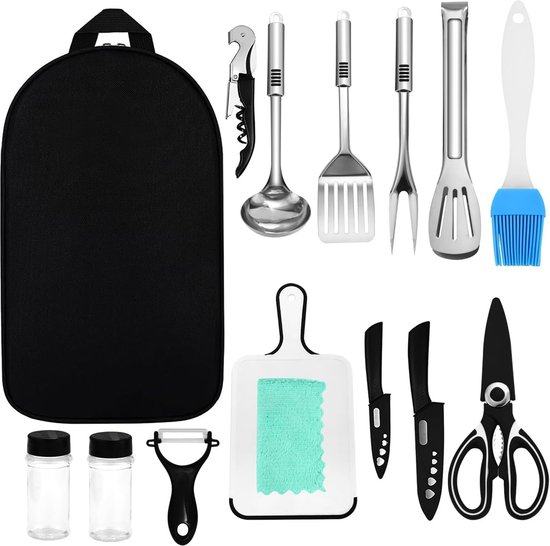 9 stuks camping kookgerei set, compacte camping potten en pannen set