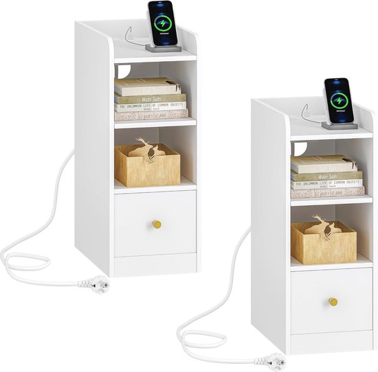 Slim nachtkastje, modern nachtkastje met draadloos laadstation, USB-poort, 3 kleuren LED-verlichting en Bluetooth-luidspreker (kleur: lichtgrijs, maat: 40 cm/15,7 inch