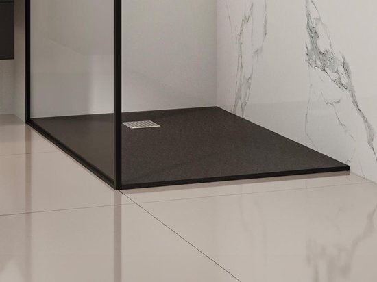 Vente-unique Receveur de douche en résine à poser ou à encastrer - Wit - 120 x 80 cm - Découpable - MIRNOSA L 120 cm x H 2,6 cm x P 80 cm