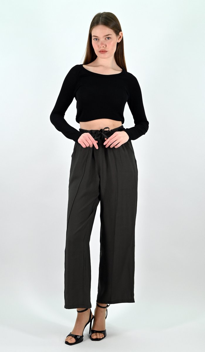 YesMooi - Wide Leg Culotte Broek - Antraciet - XXL (44) - Pantalon Dames Luchtige Broek
