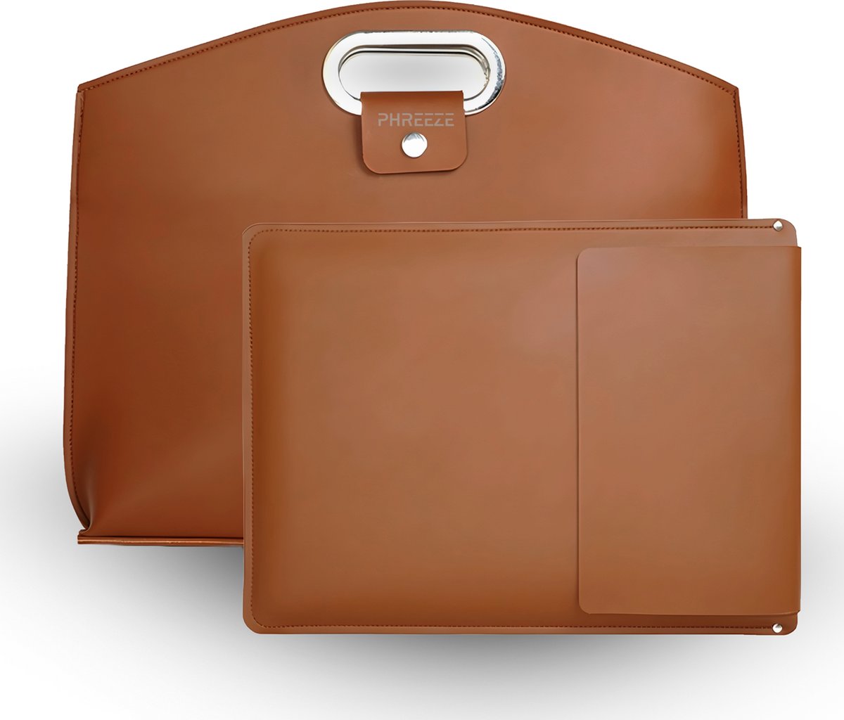 Luxe Laptoptas met Uitneembare Laptop Sleeve - Vegan Leer - Handtas Vrouwen en Mannen - Bruin