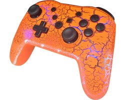 Switch Controller - Geschikt voor Switch Pro Controller Oranje /Switch/Lite/OLED switch games met Cool RGB Crack - Gaming Accesoires Turbo - Macro - Ntech