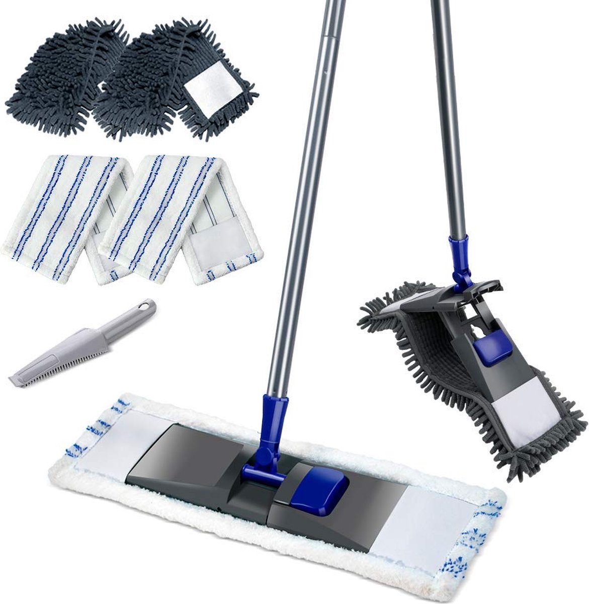 Goedkoopste Goodivery ® Multifunctionele Vloerreinigingsset met Verstelbare Handgreep en Diverse Moppads voor Verschillende Vloertypes