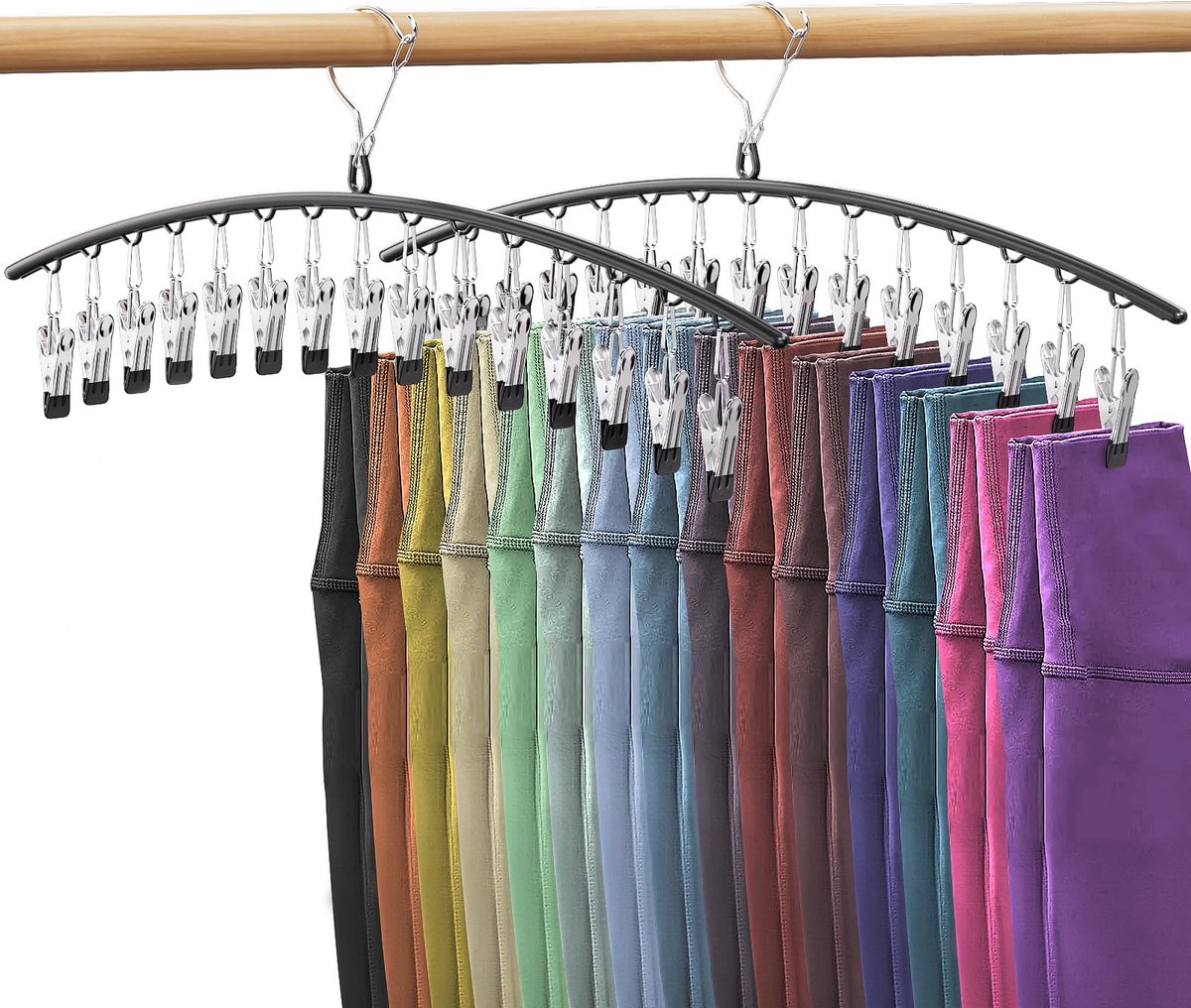 Goedkoopste Goodivery ® Ruimtebesparende Metalen Broekhangers met Antislip en Verstelbare Clips voor Kledingkasten