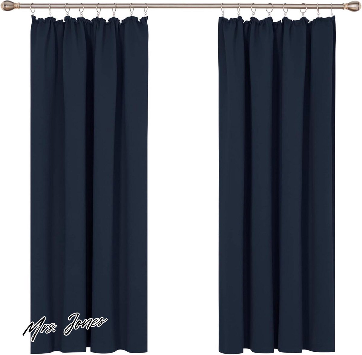 Mrs. Jones Verduisterende Plooiband Gordijnen Marineblauw 117x138 cm Set van 2 Woonkamer Slaapkamer .