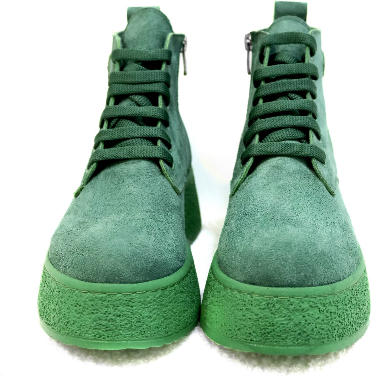 Efrin Veterboots met plateauzool - Groen