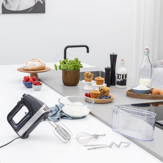 Princess 222206 Handmixer - Inclusief opbergdoos - Mixer met RVS deeghaken en gardes - 5 snelheden en turbofunctie - 500W – Krachtige motor