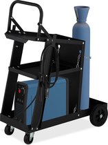 Laswagen lasgereedschap wagen met 3 planken 70,4x39x72,5 cm tot 40 kg staal zwart
