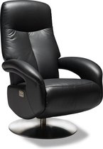 Ball stoel luxe verstelbare relaxfauteuil met motor echt leder zwart.