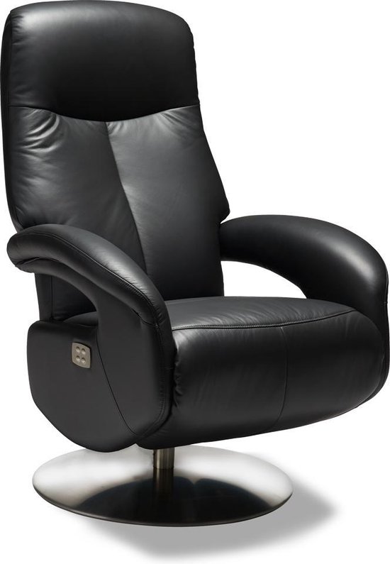 stoel luxe verstelbare relaxfauteuil met motor leder zwart. bol.com