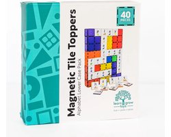 Learn & Grow - Magnetische Tegel Toppers - Alfabet Kleine Letters Pakket - 40 Stuks - Magnetische Bouwstenen Opzetstukken