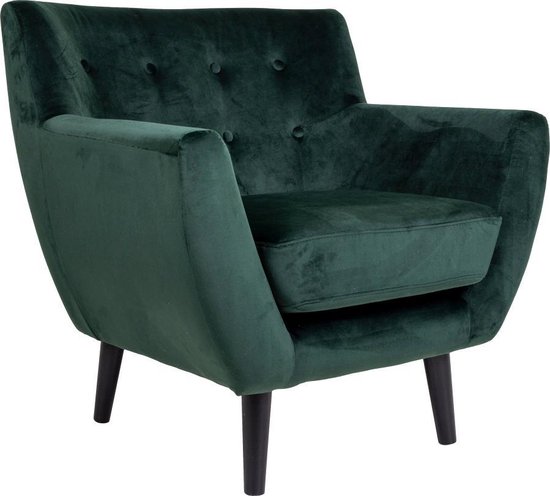 Mona fauteuil in groen velours. | bol.com