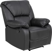 Hela fauteuil in zwart kunstleder met verstelbare rugleuning .