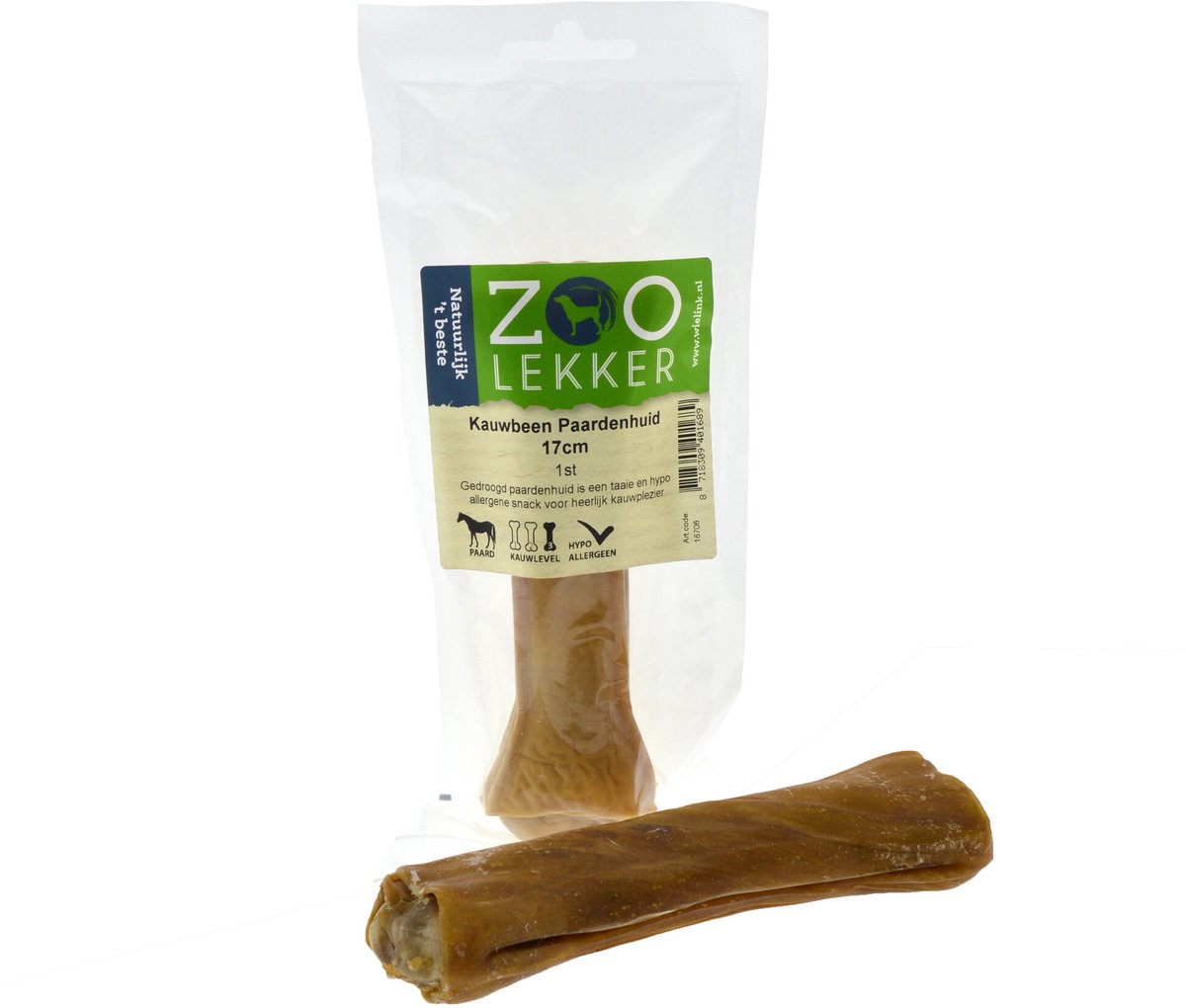Zoolekker Kauwbeen Paardenhuid 17 cm