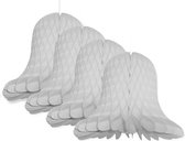 Kerstklok lampion - 4x - lichtgrijs - 20 cm - papier - kerstversiering - kerstbel decoratie - brandvertragend