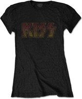 Kiss Dames Tshirt -S- Vintage Classic Logo Zwart