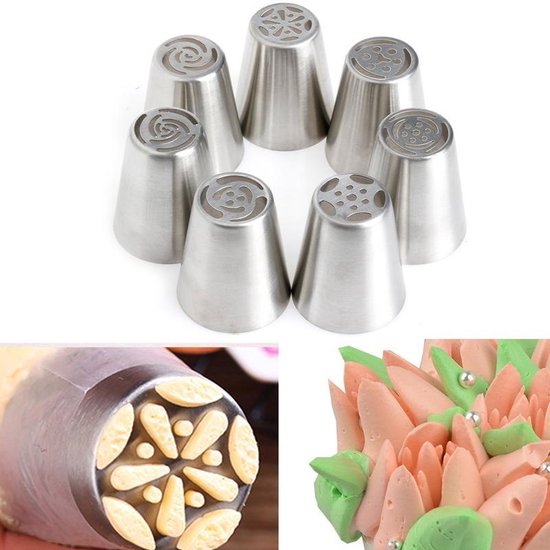 Spuitmondjes kartel - RVS - set van 7 Spuitmondjes kartel - RVS - set van 7