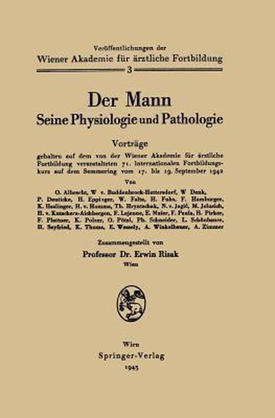 Bol Com Der Mann Seine Physiologie Und Pathologie Erwin Risak Boeken