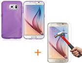Comutter Silicone hoesje Samsung Galaxy S6 paars met tempered glas screenprotector