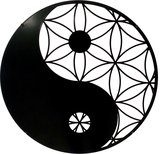 Metalen wanddecoratie Yin Yang - 50cm - Mat zwart gecoat - Feng shui - Positieve energie
