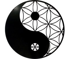 Metalen wanddecoratie Yin Yang - 50cm - Mat zwart gecoat - Feng shui - Positieve energie
