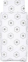 Jollein Little Naturals - Organic Flower Dekbedovertrek 100x140 cm - Grijs