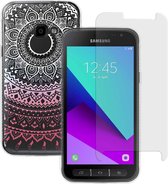 MP Case glasfolie tempered screen protector gehard glas voor Samsung Galaxy Xcover 4 + Gratis Mandala design TPU case hoesje voor Samsung Galaxy Xcover 4