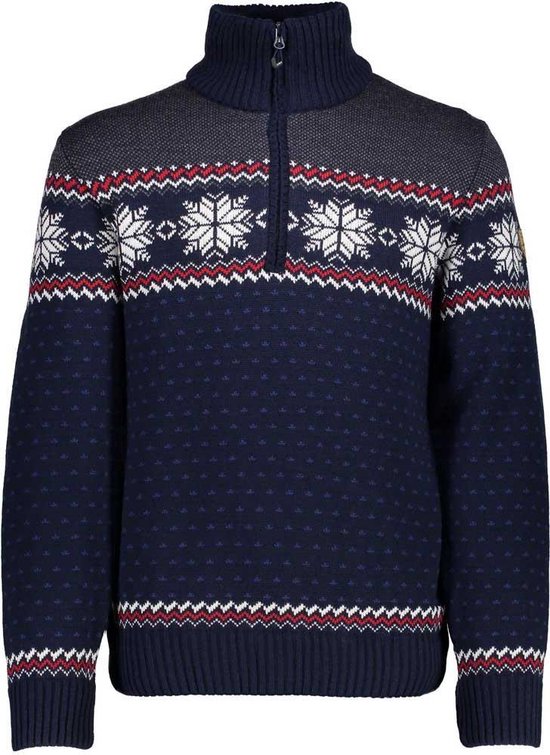 bol.com | CMP Knitted Pullover trui - Heren - Noorse trui - Windvanger -  Donkerblauw/Rood-wit -...