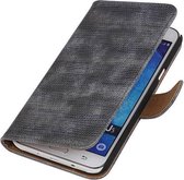 Hagedis Bookstyle Hoes - Wallet Case Telefoonhoesje - Geschikt voor Samsung Galaxy J5 Grijs
