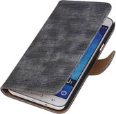 Mobieletelefoonhoesje.nl - Hagedis Bookstyle Hoesje voor Galaxy J5 Grijs