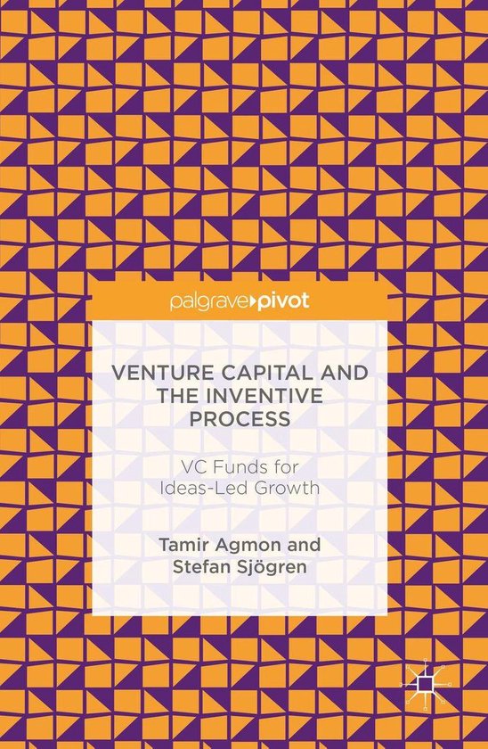 Couverture de livre avec motif géométrique violet et orange. Titre : Venture Capital and the Inventive Process.