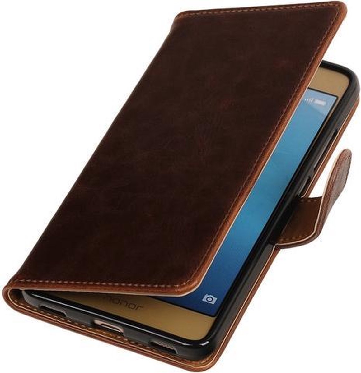 Mocca Pull-Up PU booktype wallet hoesje voor Huawei Honor 5c