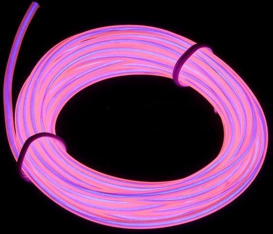 EL Wire / Draad - Roze / Pink 5 meter - met 3 volt omvormer