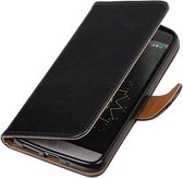 Pull Up TPU PU Leder Bookstyle Wallet Case Hoesje voor LG G5 Zwart