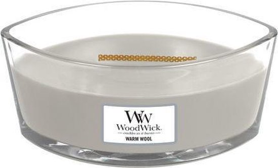 WoodWick Heartwick Flame Ellipse Geurkaars - Warm Wool - Woodwick