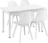 Eetkamerset eethoek Lendava 5-delig tafel met 4 stoelen wit