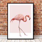 Postercity - Design Canvas Poster Lopende Flamingo / Muurdecoratie / 50 x 40cm