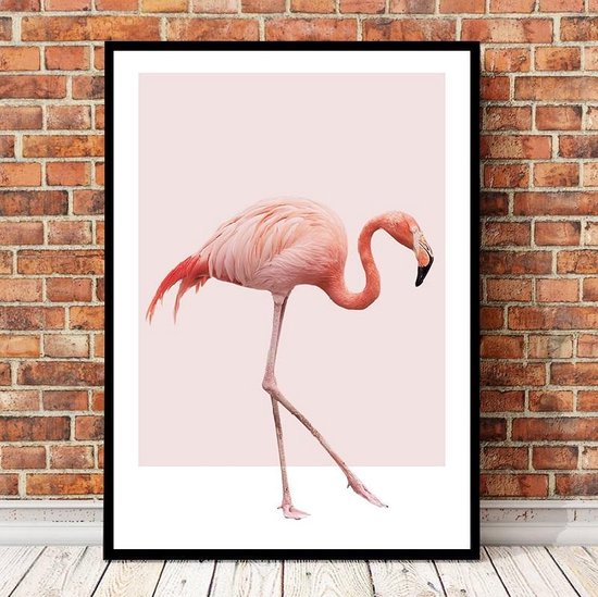 Poster Lopende flamingo