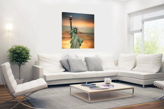 Affiche coucher de soleil Statue de la Liberté 75x75 cm - Tirage photo sur Poster (décoration murale salon / chambre) / Affiche Villes