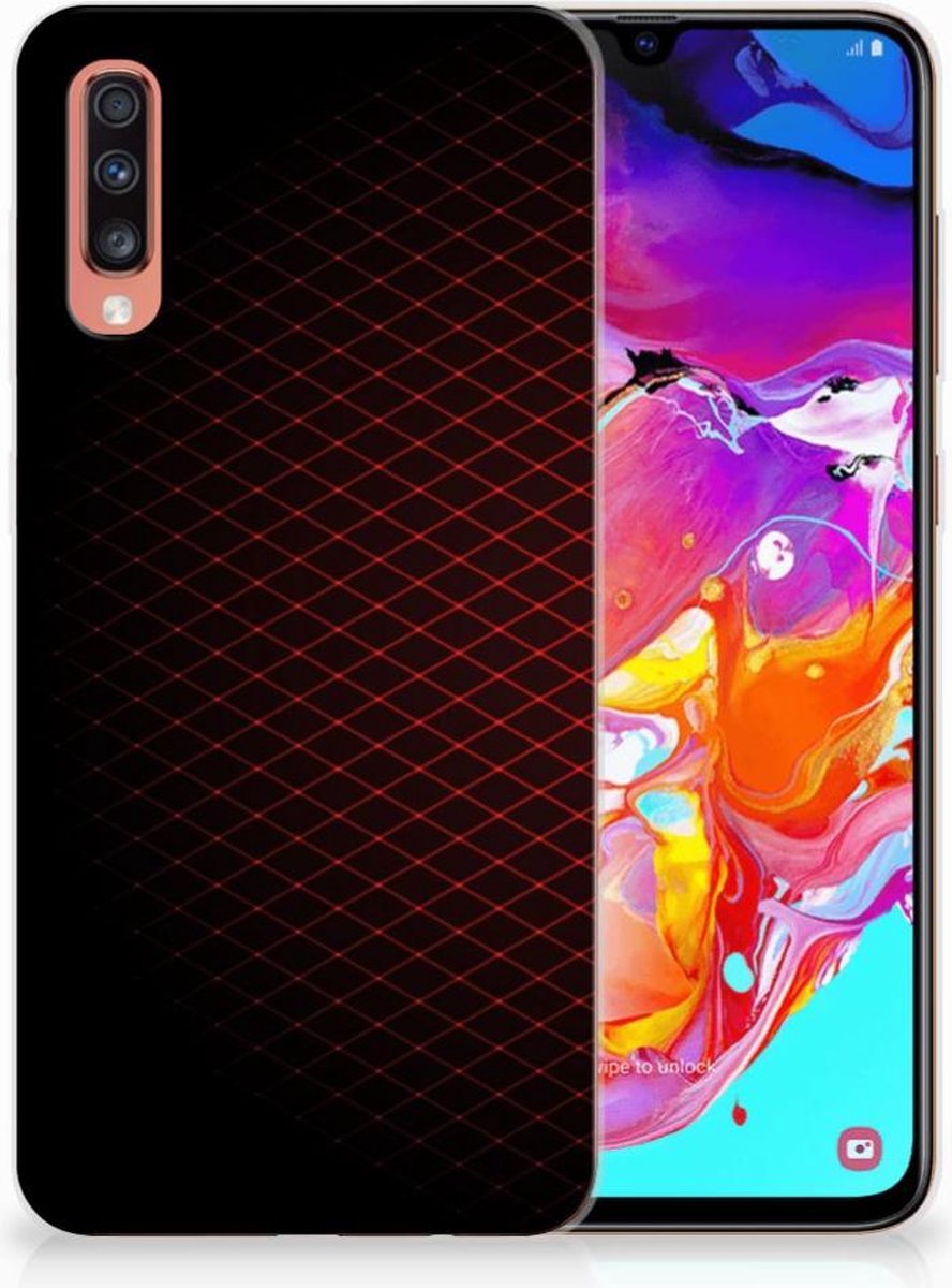 Back Cover voor Samsung Galaxy A70 TPU bumper Geruit Rood