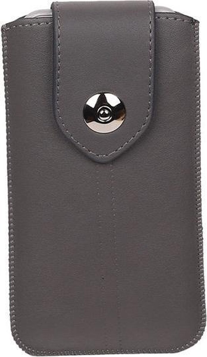 BestCases.nl LG G2 - Universele Luxe Leder look insteekhoes/pouch - Grijs Medium